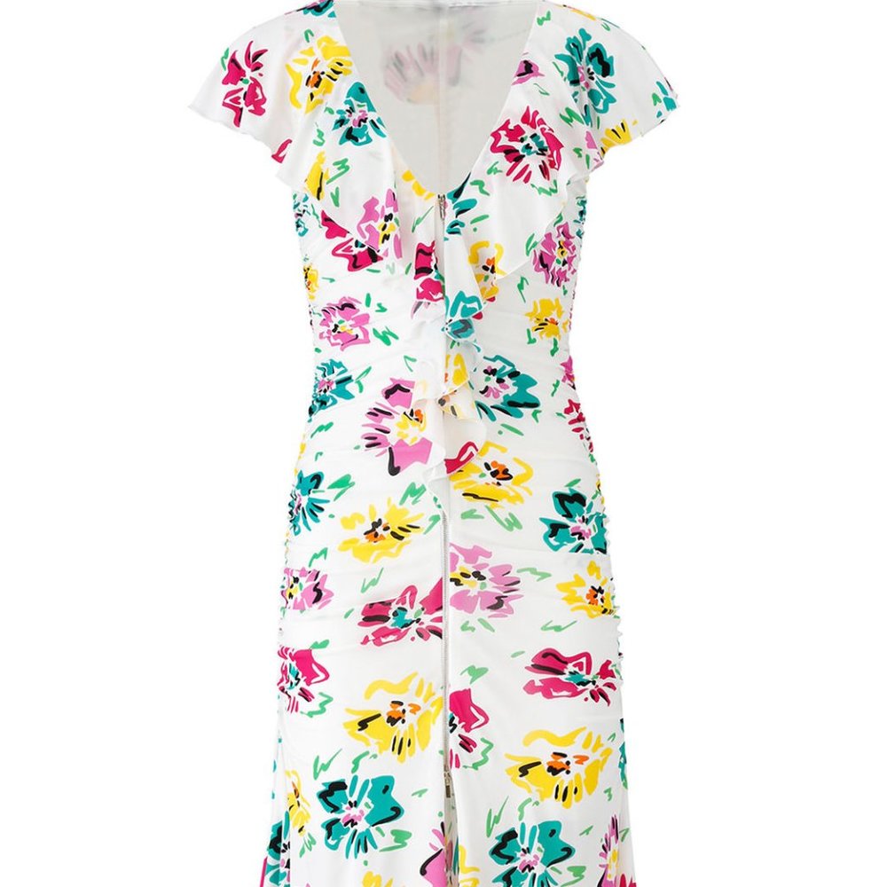 Emanuel Ungaro Women's White Sz4 Sheath Floral